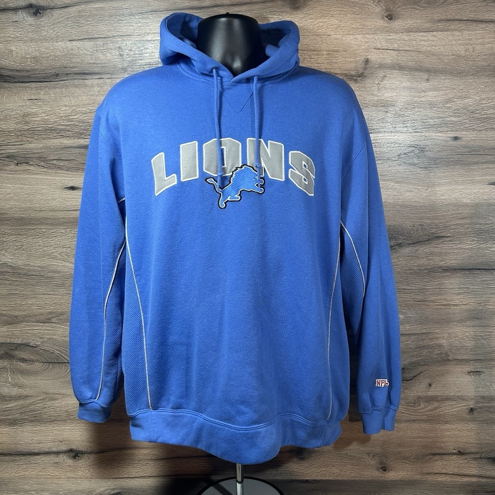 Vintage 90s Detroit Lions NFL Football Hoodie Sweatshirt Fits Size Large